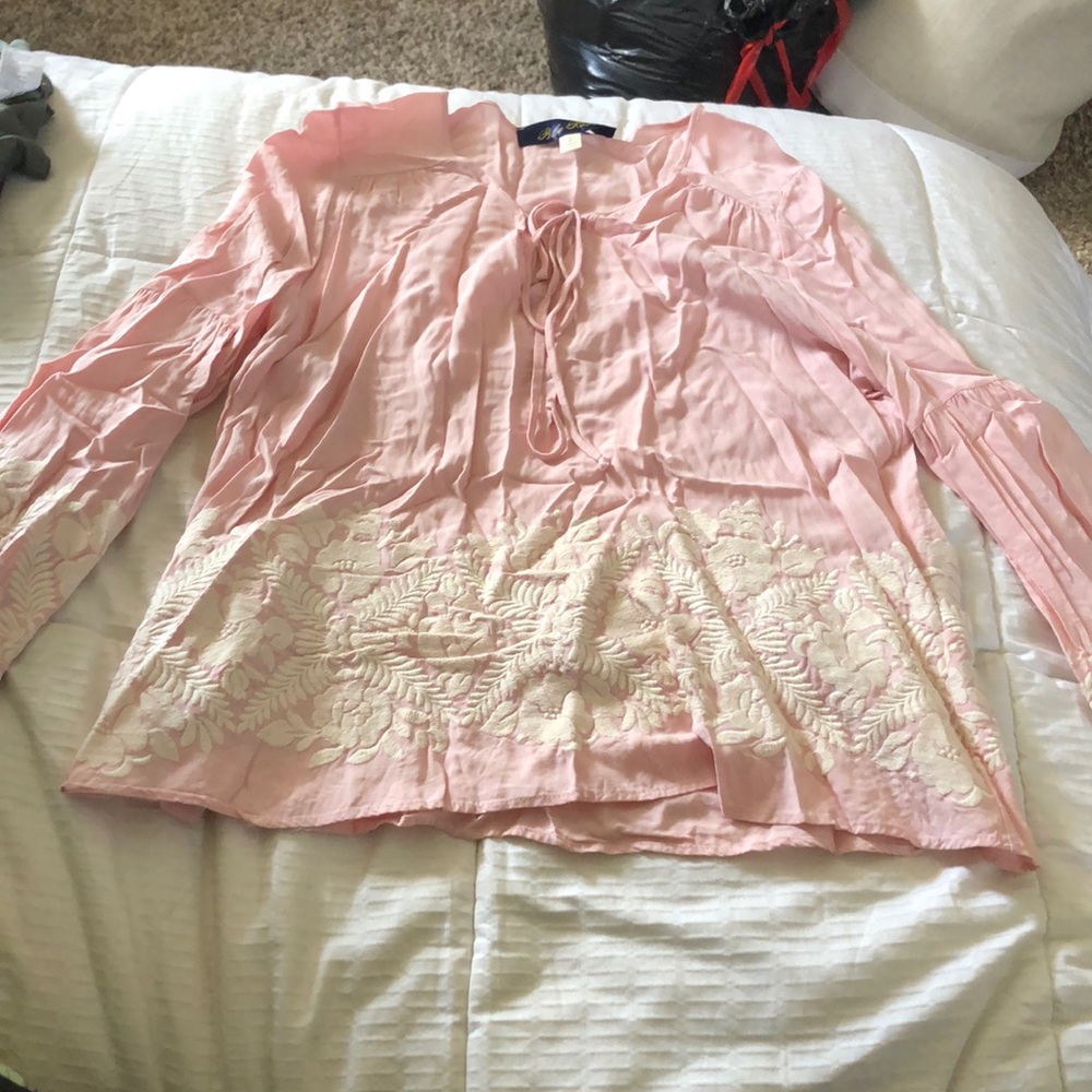 Pink bell sleeve blouse